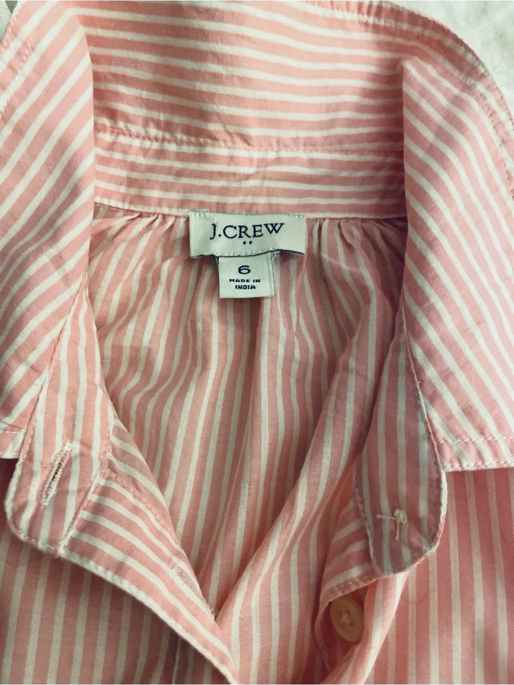J. Crew Pink Striped Button-Front Shirt Dress- 6